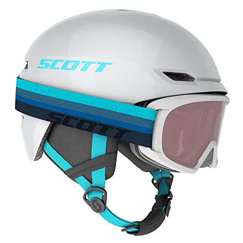 Scott Junior Keeper 2 Helmet + Witty Goggle Combo Weiß, Skibrille, Größe M - Farbe Pearl White - Breeze Blue von Scott