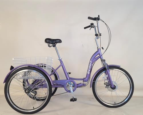 Klappbares Dreirad, 24" Räder, Dreirad mit 6 Gängen, Faltbares Dreirad (Mattes Lila) von Scout
