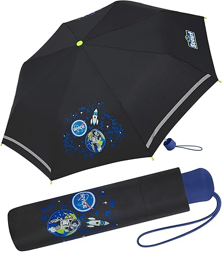 Scout Kinder-Taschenschirm mit reflektierendem Streifen Black Galaxy von Scout