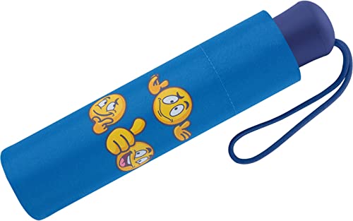 Scout Kinder-Taschenschirm mit reflektierenden Streifen Emoji Blue, 90 cm von Scout