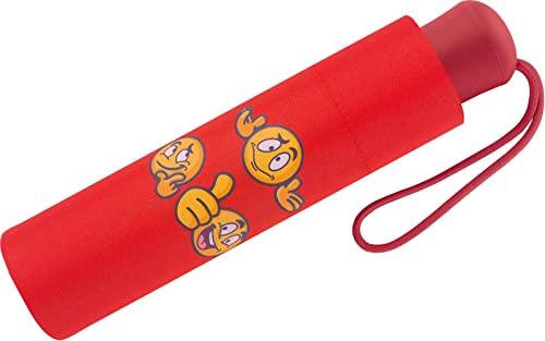 Scout Kinder-Taschenschirm mit reflektierenden Streifen Emoji red, 90 cm von Scout