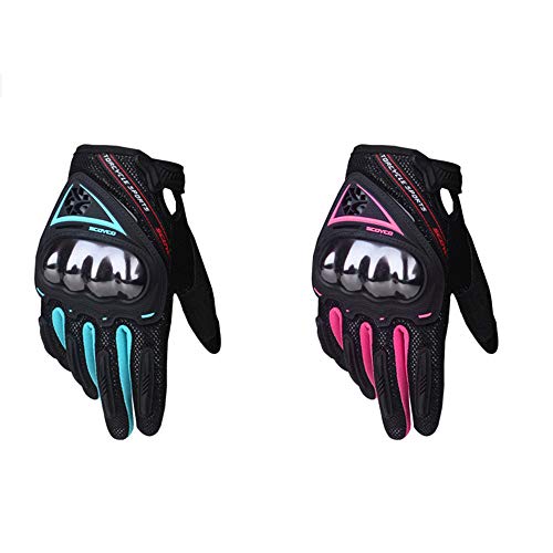 Scoyco Woman Motorradhandschuhe Touchscreen-Rüstung Atmungsaktive Damenhandschuhe Anti-Rutsch-MBX/MTB/ATV Sport Pink Fahrradhandschuhe (BLAU, L) von Scoyco