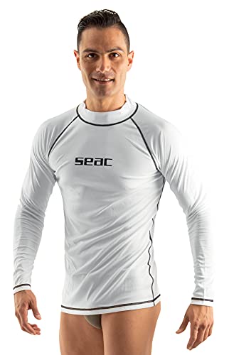 SEAC Herren T-SUN chützendes Rash Guard-Tauchshirt zum Schnorcheln und Schwimmen mit Sonnenschutz, weiß, L von Seac