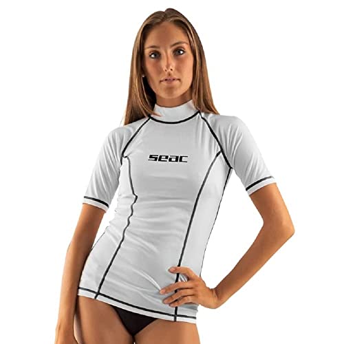 Seac T-Sun Short Lady, Rash Guard zum Schwimmen, Surfen, Tauchen, UV-Schutz, weiß/schwarz, M von Seac