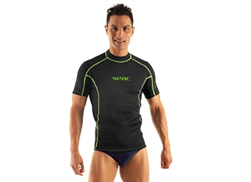 SEAC Unisex – Erwachsene Fit Short, 2 mm Neopren-Kurzarmshirt, ideal als Tauchunterwäsche oder als Rash Guard zum Surfen und Schwimmen, schwarz, XXXL von Seac