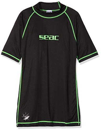 Seac T-Sun Short Man, Rash Guard for Swimming, Surfing, Diving, UV Protection, Black, XS von Seac