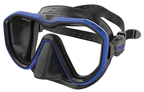 Seac Unisex-Adult Appeal Italien hergestellte Einglas-Tauchmaske mit Einer 3D-Schnalle direkt am Maskenkörper, schwarz/blau, Standard von Seac