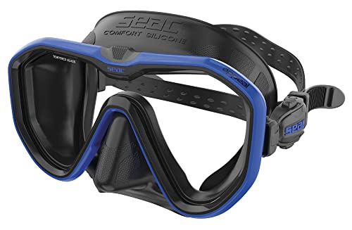 Seac Unisex-Adult Appeal Italien hergestellte Einglas-Tauchmaske mit Einer 3D-Schnalle direkt am Maskenkörper, schwarz/blau, Narrow von Seac