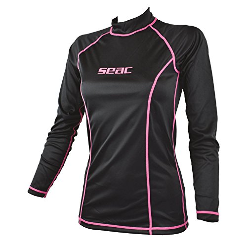 Seac T-Sun Long für Damen, schützendes Rash Guard-Tauchshirt zum Schnorcheln und Schwimmen mit Sonnenschutz, Schwarz, L von Seac