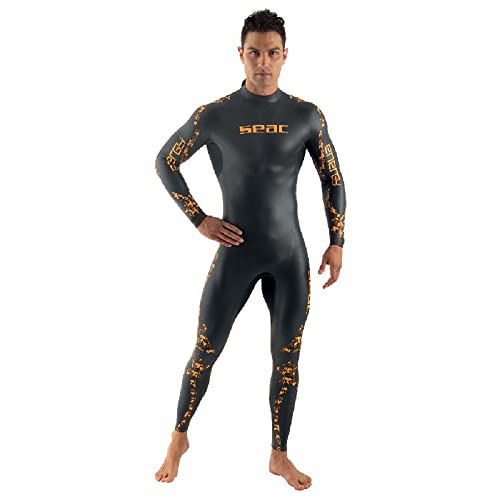 Seac Men's Energy Man Ultraelastischer Tauchanzug aus glattem 2 mm Neopren Smoothskin für Schwimmen und Freitauchen, Schwarz, S von Seac