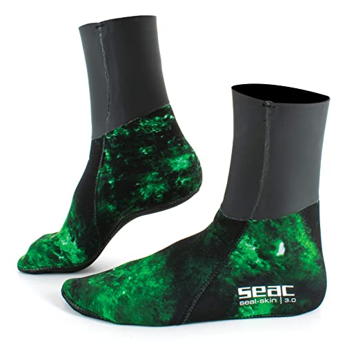Seac Seal Skin, Camouflage 3 mm Neopren Socken, wärmende Socken für Freediving und Speerfischen von Seac