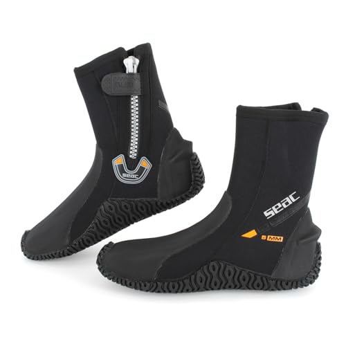 Seac Basic HD, Füßlinge aus 5 mm Neopren und Fester Laufsohle, schwarz, S von Seac