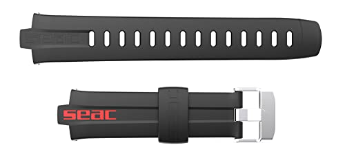 SEAC Unisex-Adult Apnea Wristband Ersatzarmband für Tauch-und Freitauchcomputer, Silberne Schnalle, schwarz/rote, Standard von Seac
