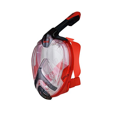 Seac Unica, Vollgesichtsmaske zum Schnorcheln, Vollgesichtsmaske mit 180° Sichtfeld, L/XL, rot/schwarz von Seac