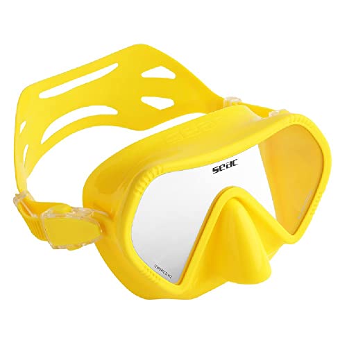 Seac Unisex – Erwachsene Mantra rahmenlose Tauchmaske Kinder aus farbigem Silikon, gelb, medium von Seac