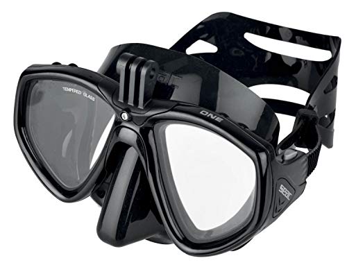 Seac One Pro Maske mit Adapter für GoPro Videokamera zum Tauchen und Schnorcheln, schwarz, Standard von Seac