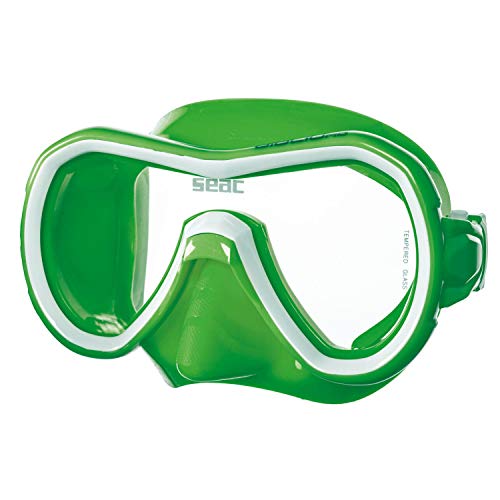 Seac Unisex Jugend Giglio MD Color Tauchmaske für Jugendliche und Erwachsene mit kleinem Gesicht, ideal zum Schnorcheln und Tauchen, grün, Medium von Seac