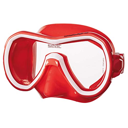 Seac Unisex Jugend Giglio MD Color Tauchmaske für Jugendliche und Erwachsene mit kleinem Gesicht, ideal zum Schnorcheln und Tauchen, rot, Medium von Seac