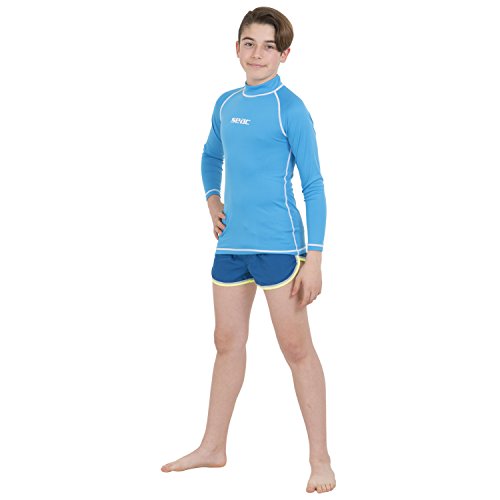 SEAC Unisex Jugend T-Sun Long Kid schützendes Rash Guard-Tauchshirt für Kinder zum Schnorcheln und Schwimmen mit Sonnenschutz, hellblau, 9 von Seac