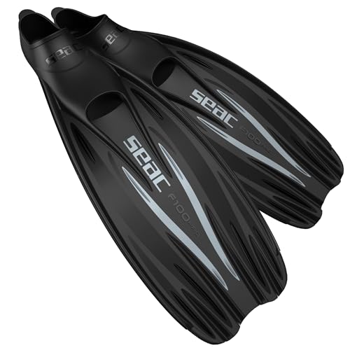 Seac F 100 Pro, Pinne da Subacquea Ultra Leggera a Scarpetta Chiusa, per Immersioni e Snorkeling, Nero, 44/45 von Seac