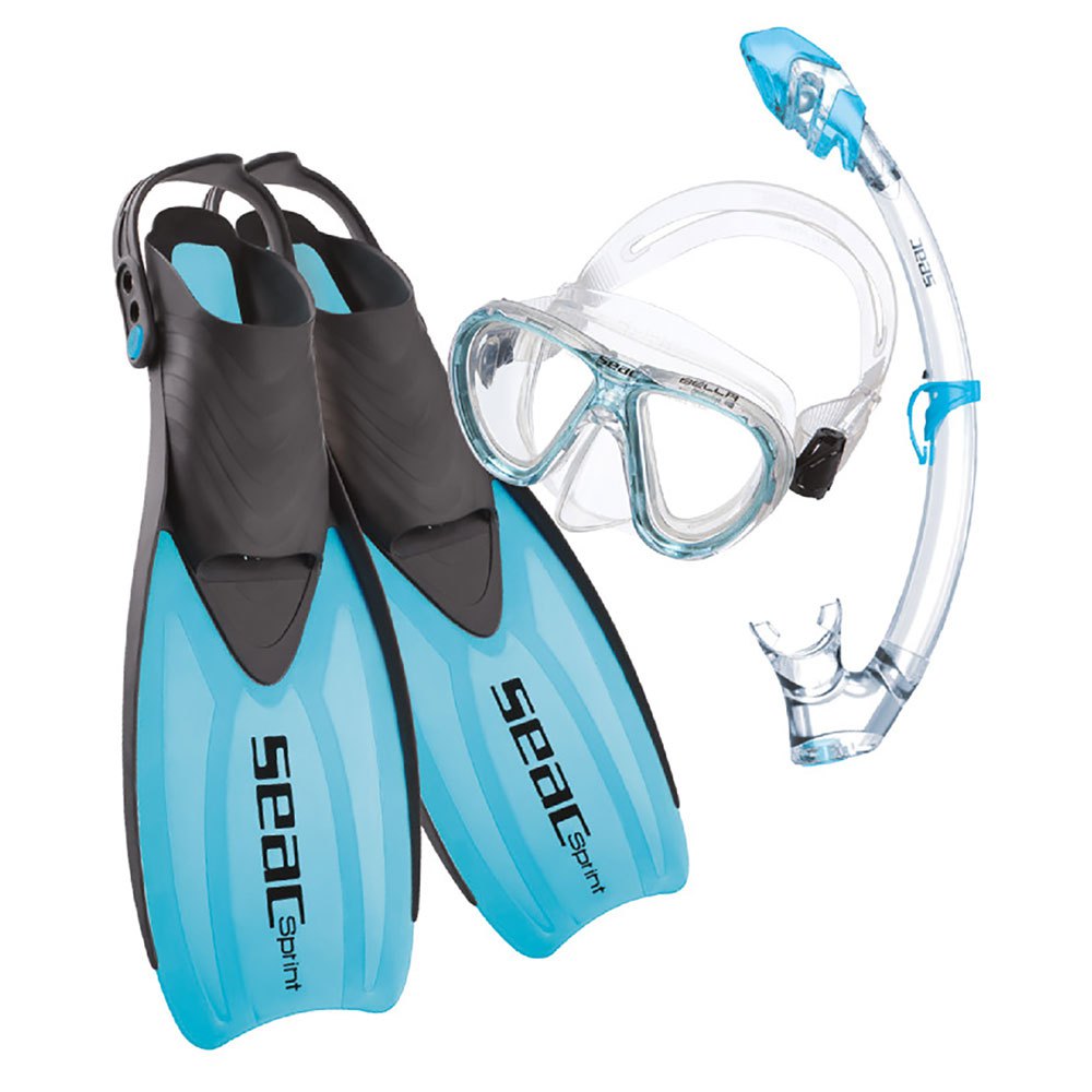 Seacsub Tris Sprint Dry Kids Snorkel Kit Blau EU 32-35 von Seacsub