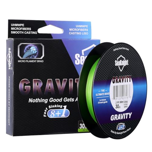 SeaKnight Gravity G9 9 Stränge geflochtene Angelschnur, schnell sinkend, 150 m/300 m Multifilament-PE-Leinen, 8 + 1 Fülldraht, glattes Salzwasser, langes Werfen, Meeresangeln, Karpfenangeln von Seaknight