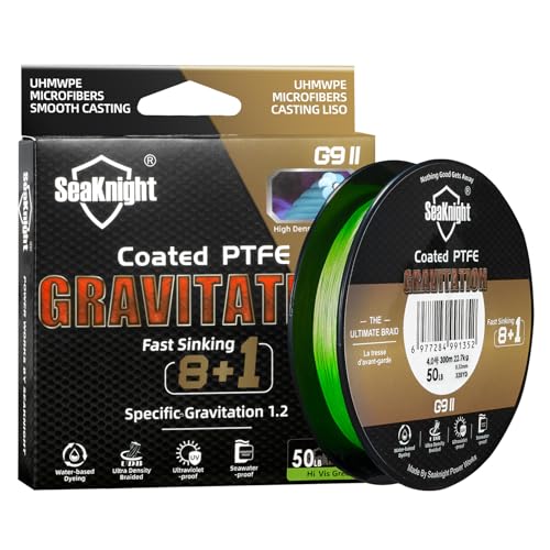 SeaKnight Gravity G9 9 Stränge geflochtene Angelschnur, schnell sinkend, 150 m/300 m Multifilament-PE-Leinen, 8 + 1 Fülldraht, glattes Salzwasser, langes Werfen, Meeresangeln, Karpfenangeln von Seaknight