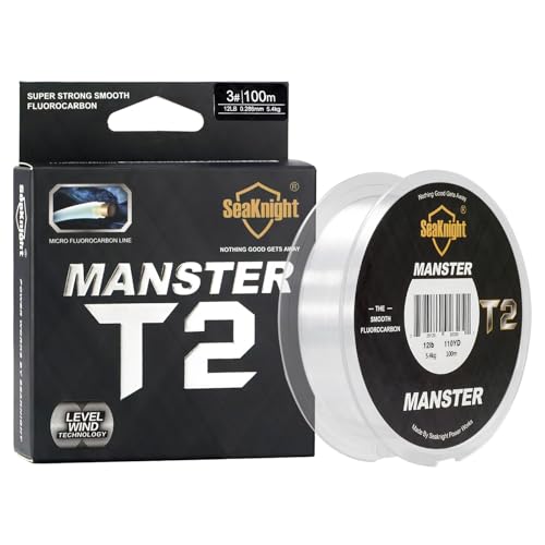 SeaKnight T2 100% Fluorocarbon Einzelsaiten Angelschnur Fluorkohlenwasserstoff 100m/110yds Karpfen Angeln Monofilament schnure sinkend Leader Line 3-35LB von Seaknight