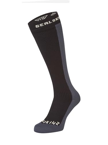 SEALSKINZ Wasserdichte, knielange Unisex-Socke für kaltes Wetter, Worstead, wasserdichte Kniestrümpfe für kaltes Wetter, Schwarz, M von SealSkinz