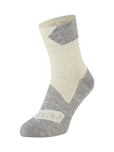 SEALSKINZ Bircham Allwetter-Socken, wasserdicht, cremefarben-graumeliert, Größe M von SealSkinz