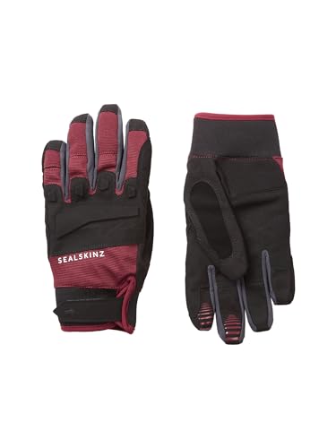 Sealskinz Unisex Wasserdichter Allwetter Handschuh für Mountainbiking – Schwarz/Rot, L von SealSkinz