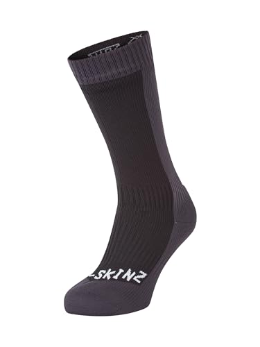 Sealskinz Unisex Kaltes Wasser Wasserdichte Socken – Mittellang, Schwarz/Grau, XL von SealSkinz