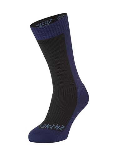 Sealskinz Unisex Kaltes Wasser Wasserdichte Socken – Mittellang, Schwarz/Blau, M von SealSkinz