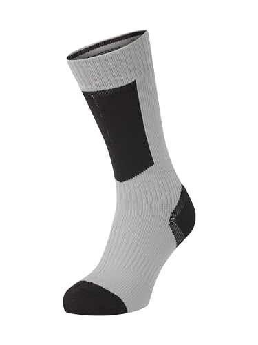SEALSKINZ Unisex Kaltes Wetter Wasserdichte Socken mit Hydrostop – Mittellang, Grau/Schwarz/Gelb, XL von SealSkinz
