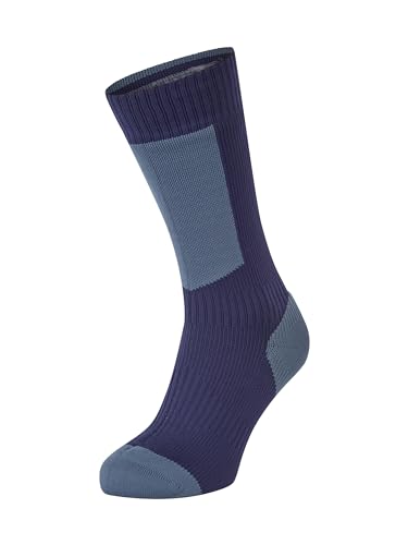 SEALSKINZ Unisex Kaltes Wetter Wasserdichte Socken mit Hydrostop – Mittellang, Blau/Rot, XL von SealSkinz