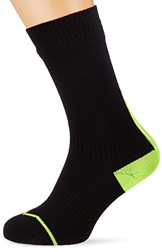 Sealskinz Herren Road Dünne Mid Socken mit Hydrostop,Schwarz (Black/Gelb),47-49 EU(Herstellungsgröße:12-14 UK) von SealSkin