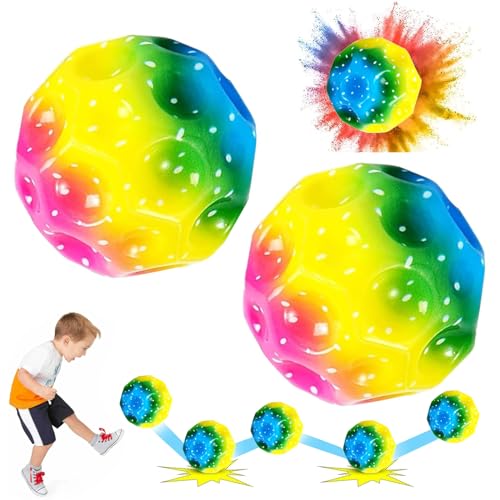 Astro Jump Ball Galaxy, 2 Sprünge Gummiball 7cm Planeten Hüpfbälle Hohe Moon Ball Gummiball Space Ball Bouncy Balls High Bouncing Bounciest Lightweight Sport Training für Kinder im Freien Spielzeug von Seasboes
