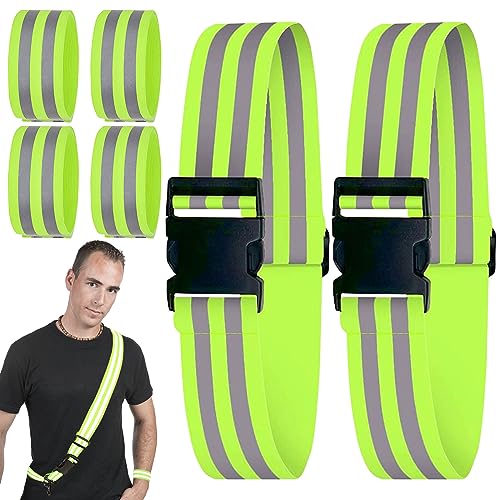 Seasboes Reflexgürtel Set, Reflektorband, Hohe Sichtbarkeit Reflektoren Gurt, Reflektierende Armbänder für Läufer, Reflektorband mit Klettverschluss für Radfahren, Wandern, Joggen, Wandern von Seasboes