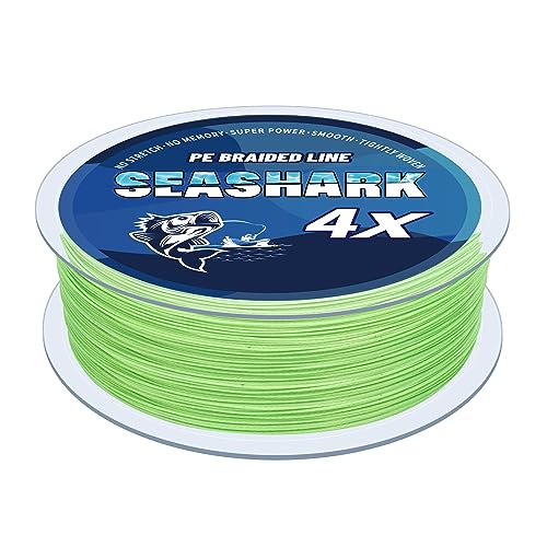 Seashark Geflochtene Angelschnur, verblasst nicht, 8 Stränge, superstarke PE-Angelschnur (fluoreszierendes Grün, 3,6 kg, 0,12 mm-100 m) von Seashark