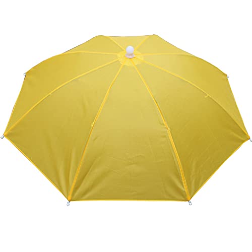 Seawang Tragbar Angelschirm Hut Faltbar Regenschirmhut Outdoor Regenschirm Kopf Sonnenschutz wasserdichte Camping Kopfbedeckung Anti-Regen Anti-UV (Gelb) von Seawang