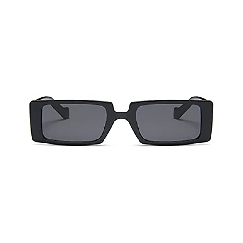 Mode Schmal Rechteck Sonnenbrille Damen Squared Retro Markendesigner Herren Vintage Rechteckig Trendy Sonnenbrille Frau Shades Uv400 Schwarzgrau von Secuos