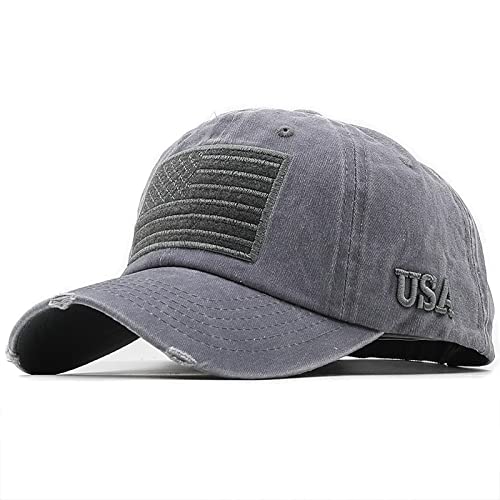 Secuos Baseballmütze Herren Tactical Army Cotton Military Dad Hat Usa American Flag Us Unisex Hip Hop Hat Sport Caps Hats 54-60Cmadjustable Grey von Secuos