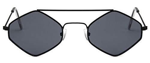 Secuos Mode Rhombus Sonnenbrille Herren Damen Retro Polygon Sonnenbrille Vintage Small Metall Brillen Sonnenbrillen Für Damen Uv400 Brillen Schwarzgrau von Secuos