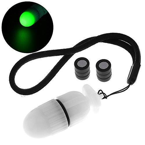 SecurityIng 1 x Unterwasser-Stroboskop-Signalleuchte für Tauchen, Nachttauchmarkierung, LED-Sicherheitslampe, Glühwürmchen, Tauchlicht, 200 m Unterwasser, 200 Stunden Laufzeit, mit Batterie, Grün von SecurityIng
