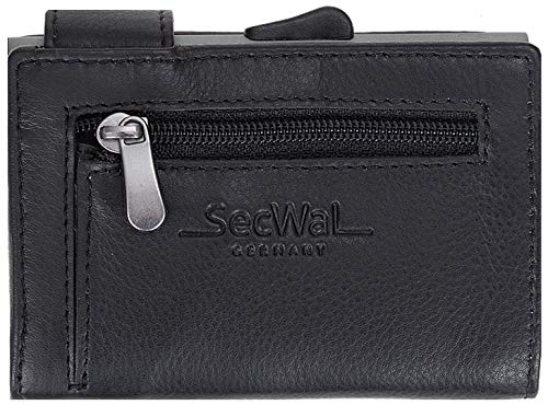 Kartenetui Leder Secwal Geldbörse Smart Mini Alu RFID Schutz + Etui (Schwarz (RV SW1 01)) von Secwal