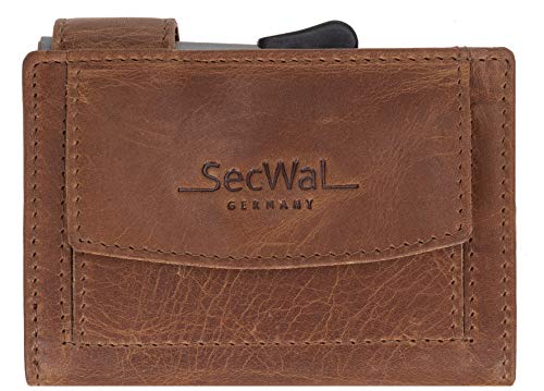 Kartenetui Leder Secwal Geldbörse Smart Mini Alu RFID Schutz + Schlüsseletui (Cognac (RV SW1 Dallas 04)) von Secwal