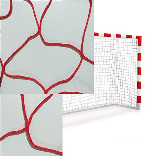 Sedion 1 Paar Handball-Netze und Futsal-Tore in Blau, Grün, Rot oder Schwarz, 3 x 2 m, aus Polypropylen, 3 mm, Profi-Qualität (Rot) von Sedion