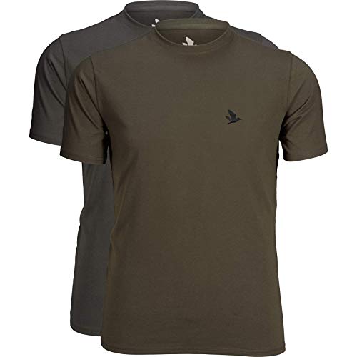 Seeland Men's Outdoor T-Shirt 2er-Pack, Granit/Pine Green, 5XL von Seeland