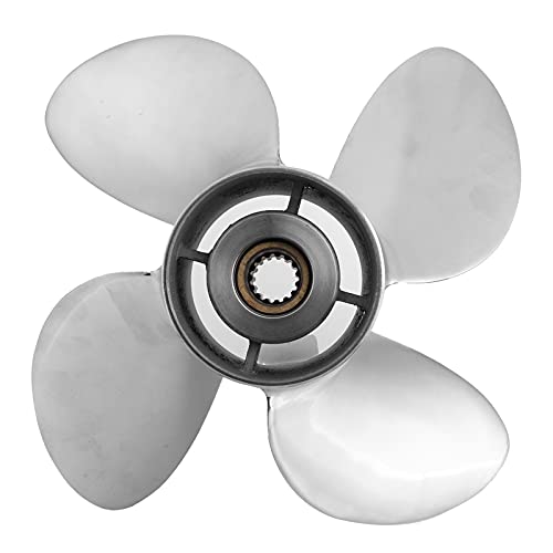 Segrehy Edelstahl Außenborder Propeller 4 Blades 15T Hochleistungs Marine Boat Propeller für DF70A140A DF80A DF90 DF100 DF115 DF140 Außenbordmotoren 13in Durchmesser 19in Pitch Pitch von Segrehy