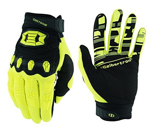 Seibertron Dirtpaw Handschuhe Jugend/Kinder BMX MX ATV MTB Rennrad Mountainbike Fahrrad Offroad/Dirtbike Handschuhe für den Einsatz im Gelände Touch-Erkennung vollem Fingerdesign Fluo Gelb XS von Seibertron